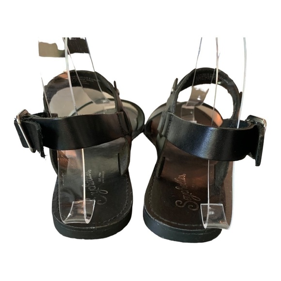 Seychelles Black Leather Flat Strappy Sandals Women's sz 6.5 - Picture 4 of 9